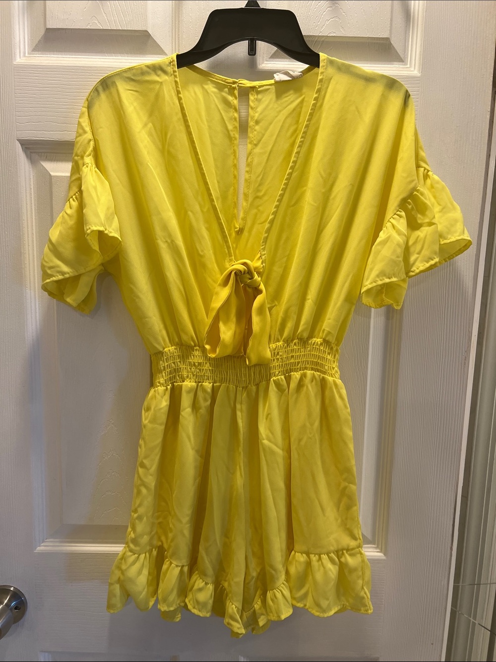 Peach Love California Bright Yellow Tie-Front Romper